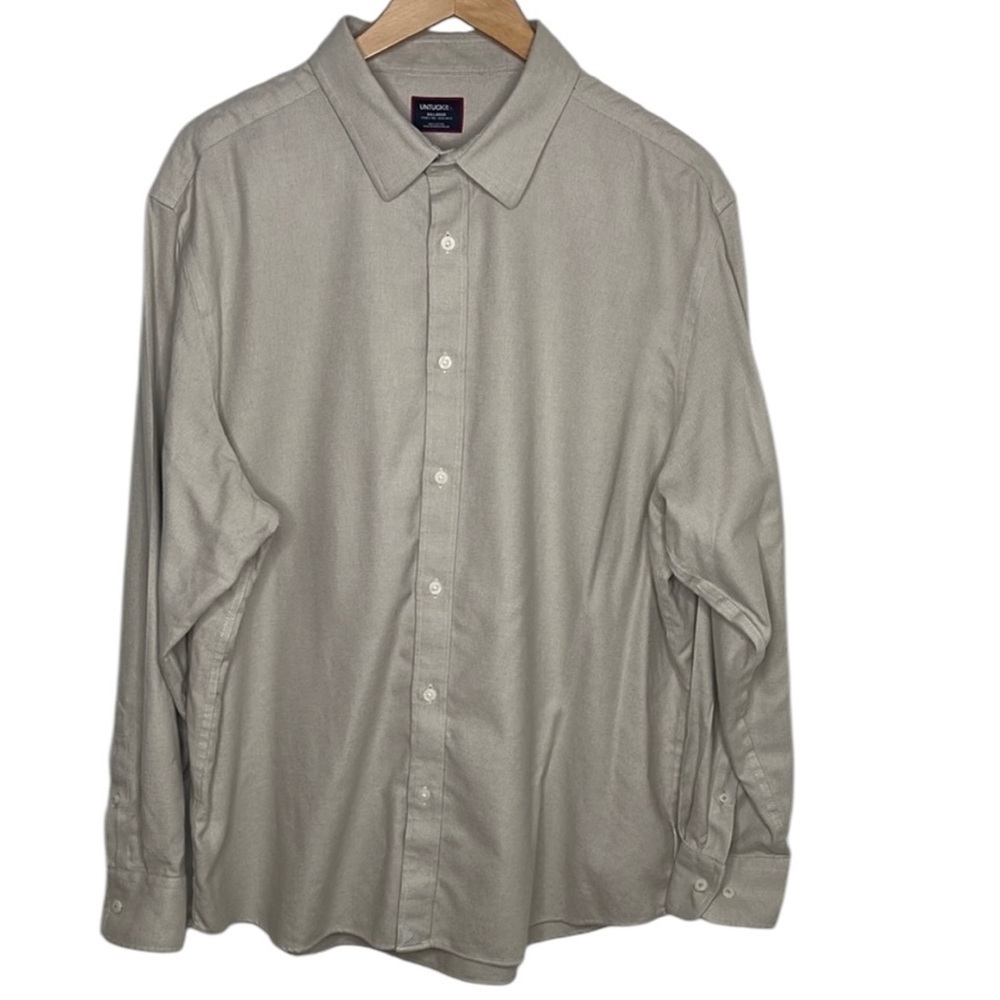 UnTuckit Tan Wrinkle Free Regular Fit Cotton Button Up Shirt Men's Size XXL